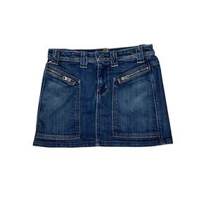 7 For All Mankind Skirt Womens 26 Blue Denim A-Line Zipper Pockets Zip Fly Mini